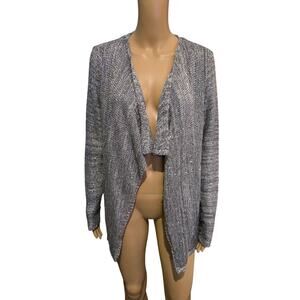 White House Black Market silver sequin cardigan tapered sweater size S
